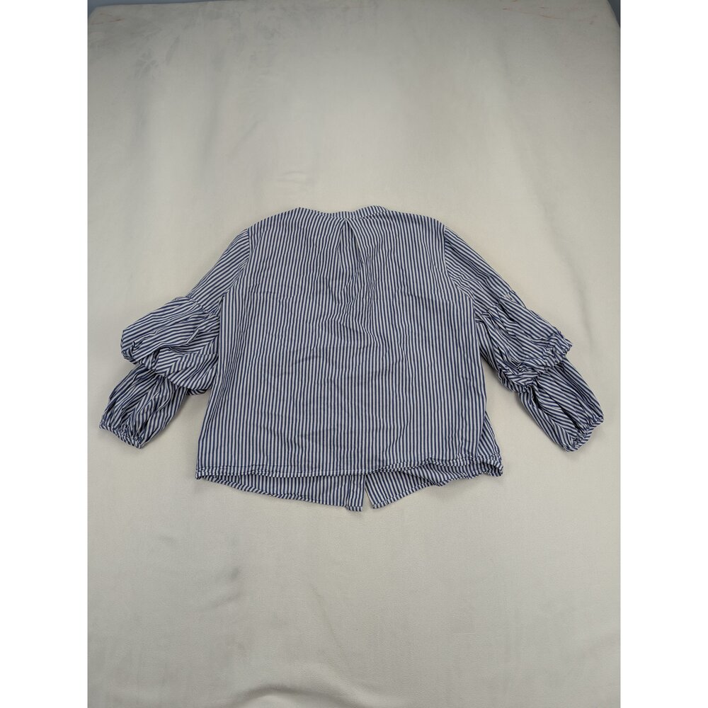 RO&DE Striped Ruffle Sleeve Button-Up Blouse XS - Picture 3 of 10